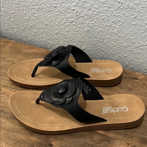 Corkys Shoes - Corkys Black and Tan Floral Sandals size 10 So Delish NEW
